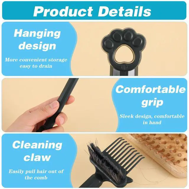 Alt view image 6 of 7 - 2-in-1 Hair Brush Cleaner Tool Comb Cleaners Hairbrush Cleaner Solution | Portable Hair Brush Cleani