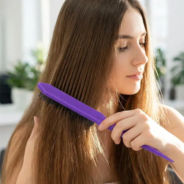 Alt view image 5 of 6 - Boar Bristle Hair Brush for Women, Purple Teasing Hair Brush Nylon Bristles Salon Styling Edge Boar
