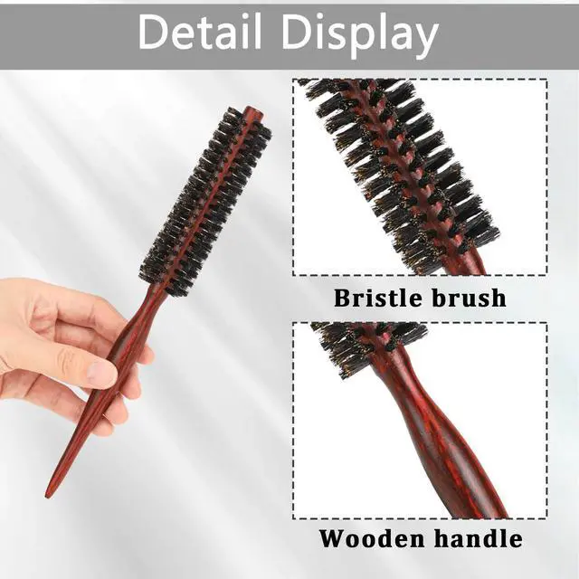 Alt view image 4 of 7 - Small Round Brush for Short Hair, Mini Natural Soft Boar Bristle Hair Brush Portable Travel Size Cir