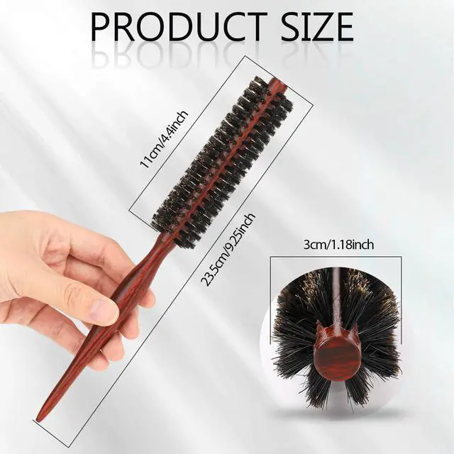 Alt view image 5 of 7 - Small Round Brush for Short Hair, Mini Natural Soft Boar Bristle Hair Brush Portable Travel Size Cir