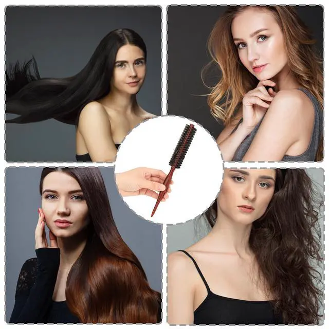 Alt view image 7 of 7 - Small Round Brush for Short Hair, Mini Natural Soft Boar Bristle Hair Brush Portable Travel Size Cir