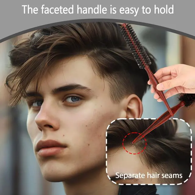 Alt view image 6 of 7 - Small Round Brush for Short Hair, Mini Natural Soft Boar Bristle Hair Brush Portable Travel Size Cir
