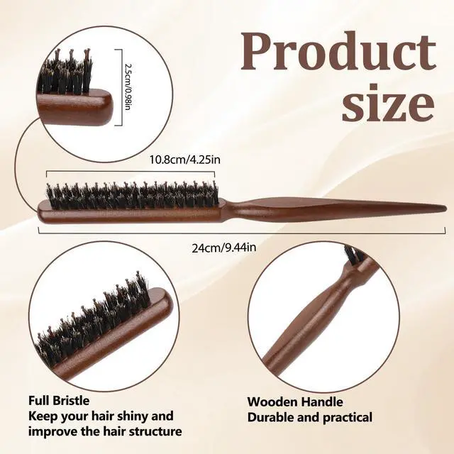 Alt view image 2 of 7 - Bristle Teasing Brush for Slick Back Hair, Hair Teasing Brushes for Women Styling Brush with Wooden