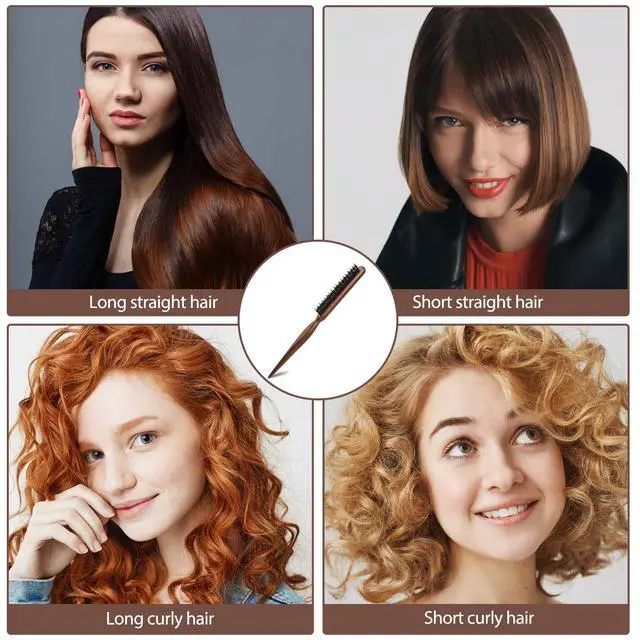 Alt view image 5 of 7 - Bristle Teasing Brush for Slick Back Hair, Hair Teasing Brushes for Women Styling Brush with Wooden