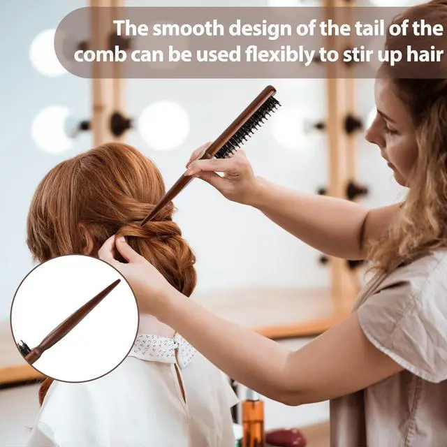 Alt view image 6 of 7 - Bristle Teasing Brush for Slick Back Hair, Hair Teasing Brushes for Women Styling Brush with Wooden