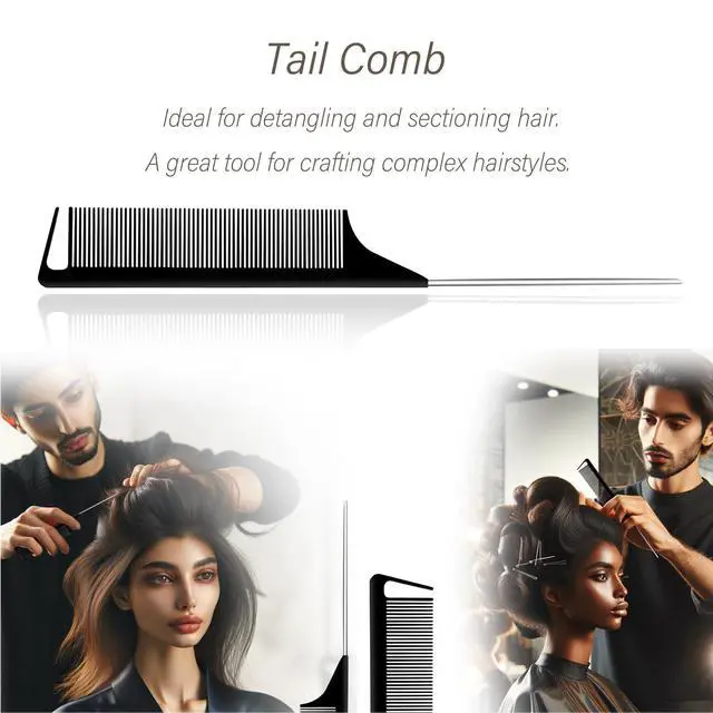 Alt view image 4 of 7 - 3-Piece Hair Styling Comb Set: Teasing Brush, Rat Tail Comb, Edge Brush for Women's Styling