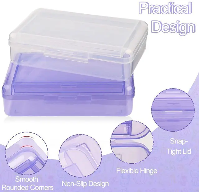 Alt view image 4 of 6 - Pencil Box, Large Capacity Pencil Boxes 2 Compartments, Hard Pencil Case with Snap-tight Lid, Plastic Storage Organizer Box(Blue,Clear,Purple, 3 Pack)