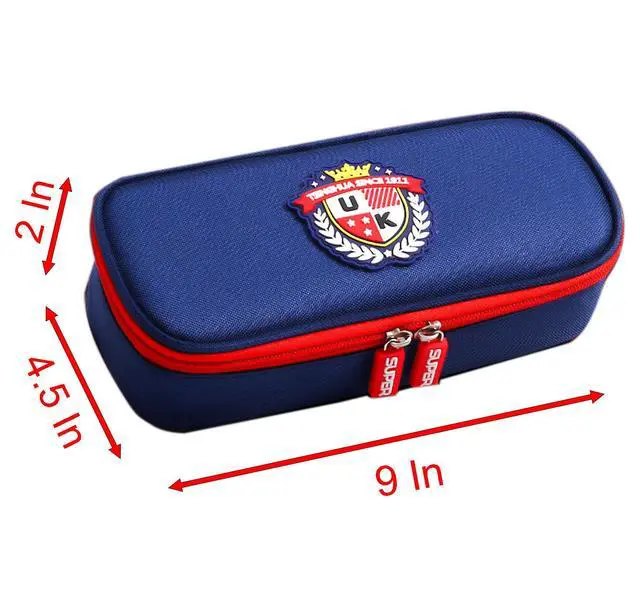 Alt view image 2 of 6 - Pen and Pencil Box, 9 Inch x 4.5 Inch x 2 Inch Soft Pencil Case for Pen and Marker Storage and Holiday Gifts (blue)