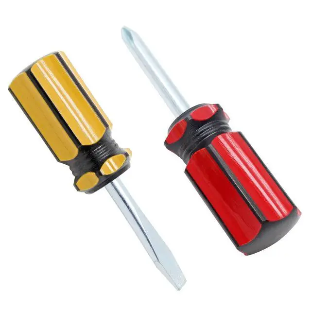 Alt view image 6 of 7 - 2PCS Short Phillips & Flathead Screwdrivers Set, Stubby Magnetic | Small Pocket Size, Mini Slotted, For Door Handles Furniture DIY