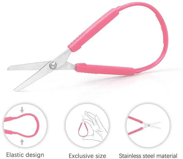 Alt view image 5 of 6 - 5 Inch Mini Loop Scissors, Adaptive Design, Easy-Open Squeeze Handles (Pink (1Pcs))