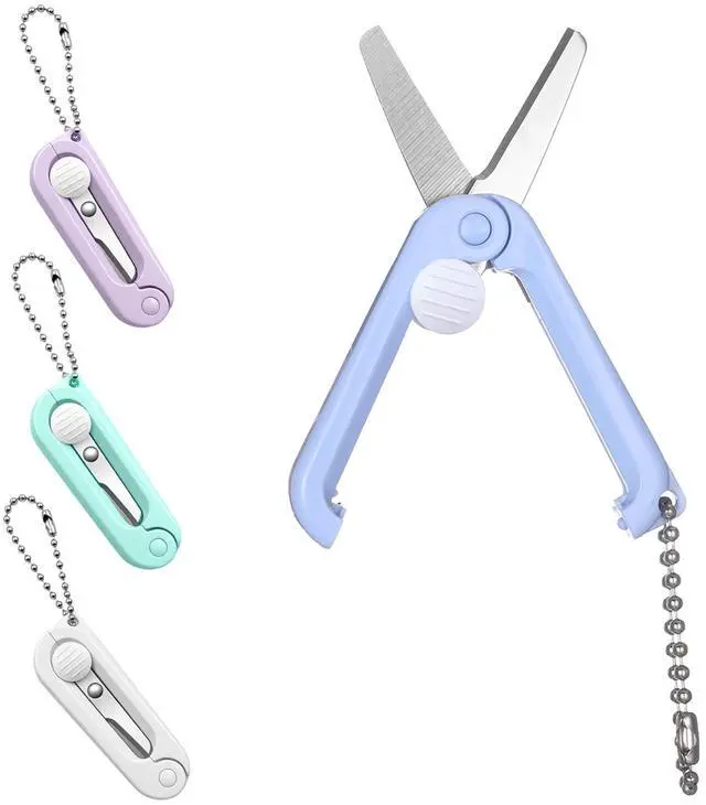 Main image of 4 Pc Keychain Scissor Portable Pocket Scissor with Keychain Small Scissor | Stainless Steel, Safety Foldable, for Home Office, Craft Sewing, Nurse Accessories
