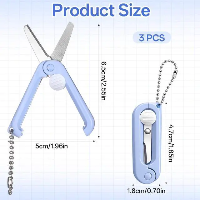 Alt view image 2 of 7 - 4 Pc Keychain Scissor Portable Pocket Scissor with Keychain Small Scissor | Stainless Steel, Safety Foldable, for Home Office, Craft Sewing, Nurse Accessories