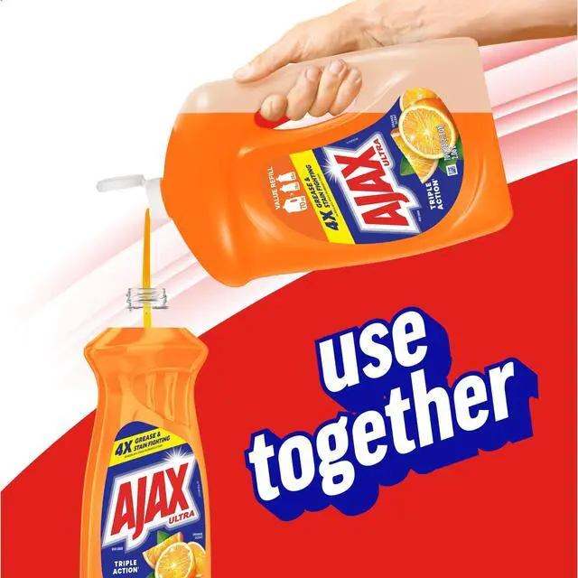 Alt view image 7 of 7 - Ultra Liquid Dish Soap, Triple Action, Orange Scent, 52 fl oz | Dish Detergent, Ajax Dish Soap, Dish Liquid, 4x Grease & Stain Fighting, Deep-Cleaning, Soft on Hands, Dishwashing Detergent