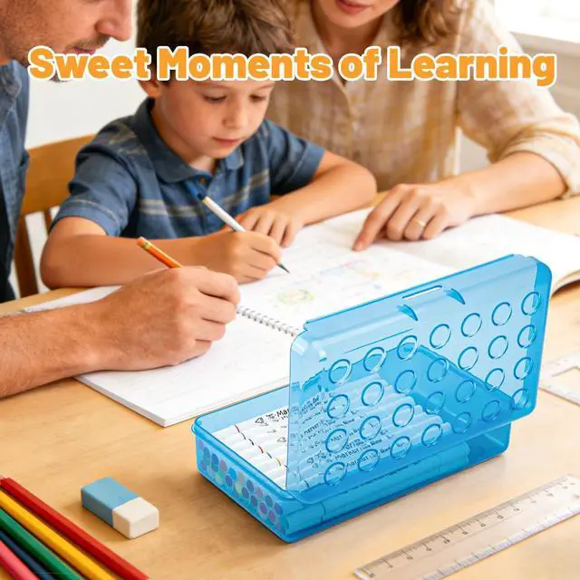 Alt view image 7 of 7 - Plastic Cute Clear Hard Polka Dot Colored Pencil Box Case | Personalized Pen Case Box Marker Crayon Box Stackable Storage Box Art Craft Organizer Box For Kids Boys Girls Back To School