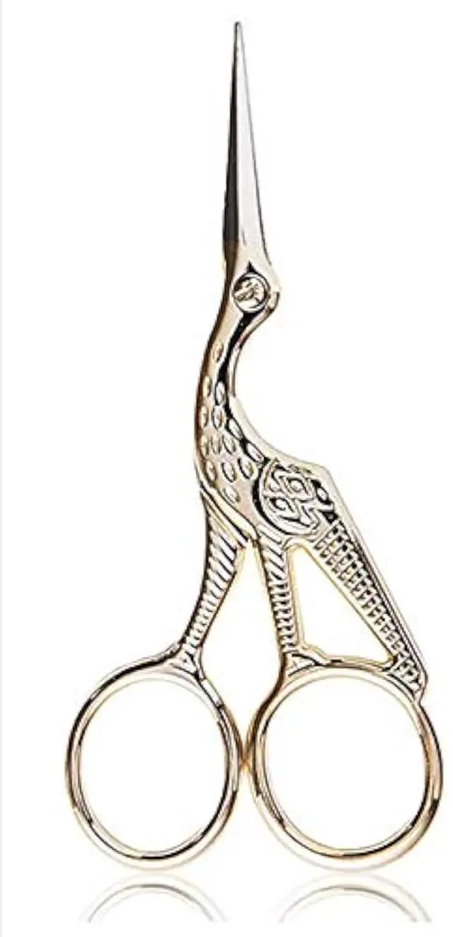 Main image of 3.6" Stainless Steel Tip Classic Stork Scissors, Gold | Crane Design Sewing Scissors, DIY Tools, For Embroidery, Craft, Needle Work, Art Work, Everyday Use