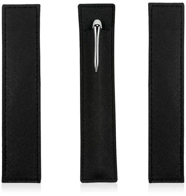 Main image of 3 Pack Leather Pen Pouch Sleeve, Single Fountain Pen Holder Case for Stylus Touch Pen, Ballpoint Pen, Pencils (Black)