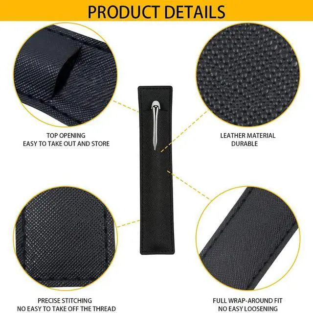 Alt view image 3 of 6 - 3 Pack Leather Pen Pouch Sleeve, Single Fountain Pen Holder Case for Stylus Touch Pen, Ballpoint Pen, Pencils (Black)