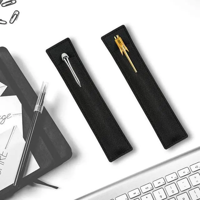 Alt view image 4 of 6 - 3 Pack Leather Pen Pouch Sleeve, Single Fountain Pen Holder Case for Stylus Touch Pen, Ballpoint Pen, Pencils (Black)