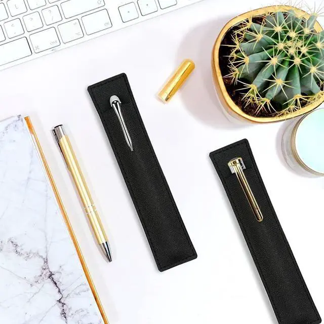 Alt view image 5 of 6 - 3 Pack Leather Pen Pouch Sleeve, Single Fountain Pen Holder Case for Stylus Touch Pen, Ballpoint Pen, Pencils (Black)
