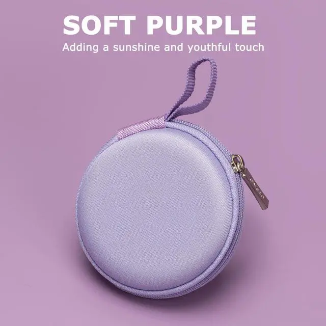 Alt view image 2 of 7 - Mini-Portable Hard Shell Earbuds Case for Apple EarPods Headphones USB-C Wired Ear Buds/Skullcandy Jib Wired Earbuds, Travel Case for Earphones Earplugs (1, Purple)