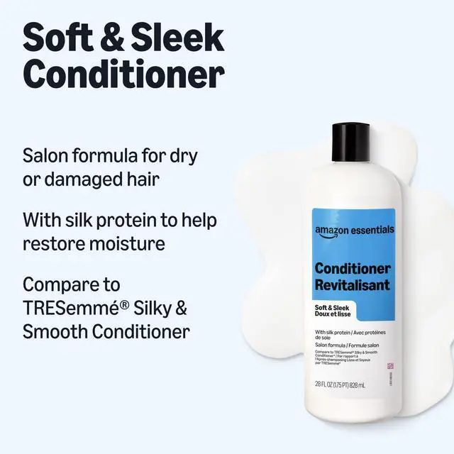 Alt view image 3 of 7 - Soft & Sleek Anti-Frizz Conditioner for Dry or Damaged Hair with Argan Oil & Silk Proteins, 28 Fluid Ounce