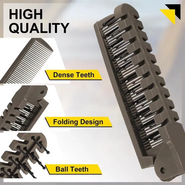 Alt view image 4 of 6 - 3 PCS Foldable Double-Headed Comb, 17g Portable Coffee | 17g Lightweight Anti-Static, Two Heads Combing And Massage, Folds To 4.3", For Travel Purse Pocket