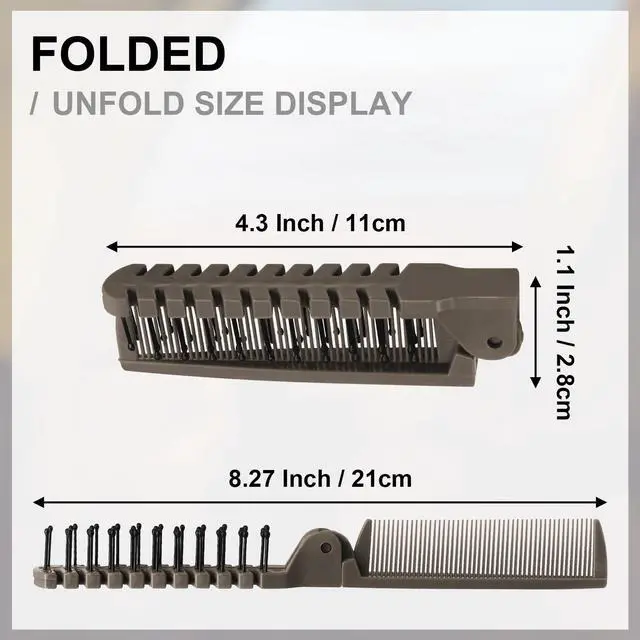 Alt view image 5 of 6 - 3 PCS Foldable Double-Headed Comb, 17g Portable Coffee | 17g Lightweight Anti-Static, Two Heads Combing And Massage, Folds To 4.3", For Travel Purse Pocket