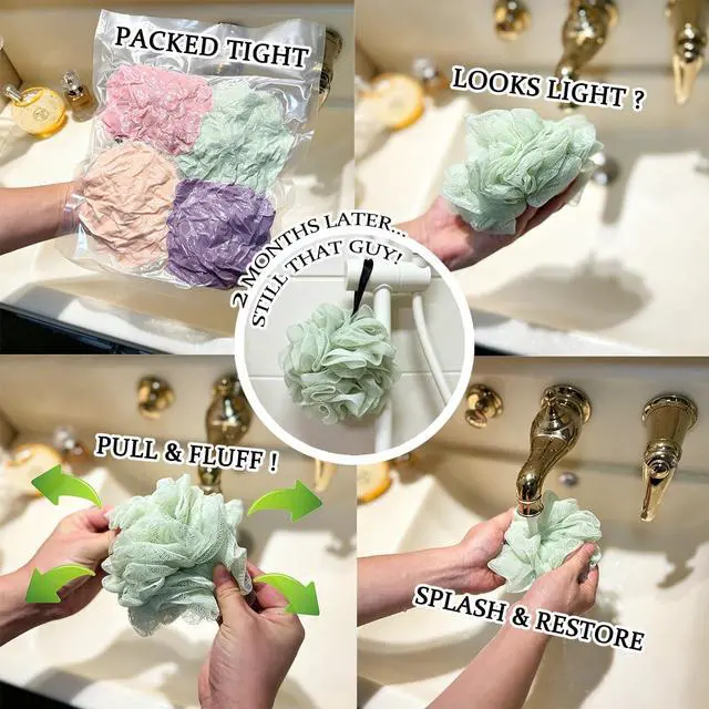 Alt view image 2 of 5 - Sponges for Shower,Exfoliating Cleaning Bath Loofa Body Scrubber Balls for Women Men Washing(1 pcs, Blue)