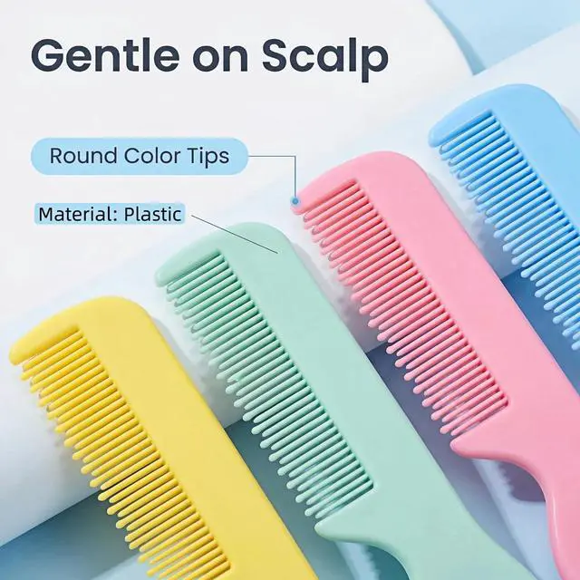 Alt view image 3 of 7 - 4 Pcs Mini Hair Comb Set, Candy Color Pocket Scalp Massage Brushes with Round Soft Teeth, Gentle Detangling Exfoliating Styling Hair Brushes, Ergonomic Small Hair Combs for Curly Hair Care