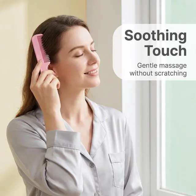Alt view image 5 of 7 - 4 Pcs Mini Hair Comb Set, Candy Color Pocket Scalp Massage Brushes with Round Soft Teeth, Gentle Detangling Exfoliating Styling Hair Brushes, Ergonomic Small Hair Combs for Curly Hair Care