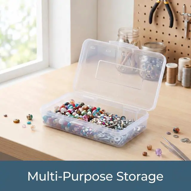 Alt view image 4 of 5 - Large Plastic Pencil Case for School,Teen and Girls,Adult,Pen | School Large Capacity, Pencil Organizer,Crayon Box,Classroom Supplies,Storage Organizer,Office Supplies,cosmetic storage