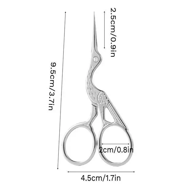 Alt view image 3 of 7 - Small Sewing Scissors,Sharp Embroidery Scissors,Mini Scissors All Purpose | 3.7 Inch Stainless Steel Crane-Shaped Craft Scissors for Needlework Quilting and Thread Cutting