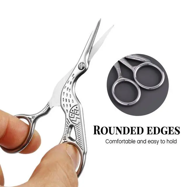 Alt view image 5 of 7 - Small Sewing Scissors,Sharp Embroidery Scissors,Mini Scissors All Purpose | 3.7 Inch Stainless Steel Crane-Shaped Craft Scissors for Needlework Quilting and Thread Cutting