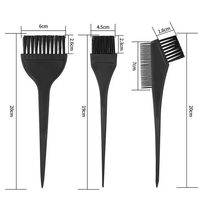 Alt view image 2 of 6 - 3 Pcs Hair Coloring Brushes, Hair Dye Brushes Tool Set, Double-sided Combs Brushe Set for DIY Hairs Coloring Dyeing Salon Brushe - Black