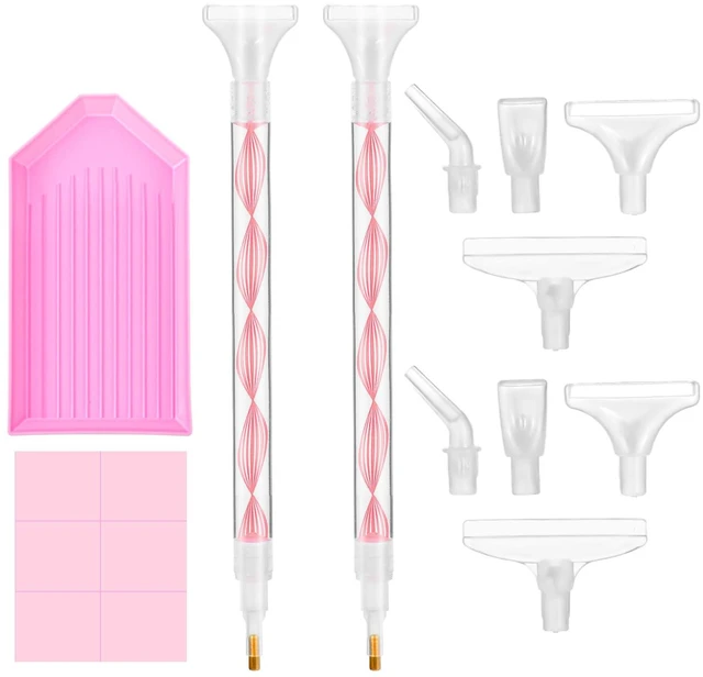 Main image of Rhinestone Pickup Tool Set: 2 Pcs Rhinestone Picker Handles Dual-Ended Rhinestones Applicator Dotting Tool Pen Shiny Diamond Dot Drill Pen for DIY Home Nail Salon