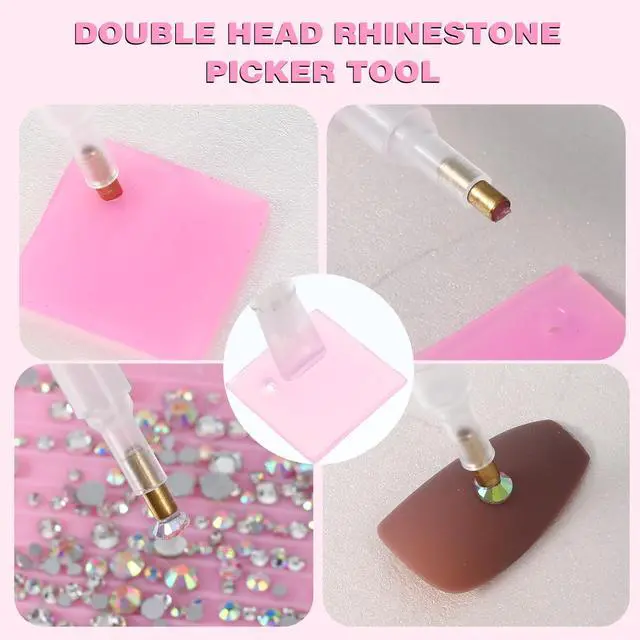 Alt view image 4 of 7 - Rhinestone Pickup Tool Set: 2 Pcs Rhinestone Picker Handles Dual-Ended Rhinestones Applicator Dotting Tool Pen Shiny Diamond Dot Drill Pen for DIY Home Nail Salon