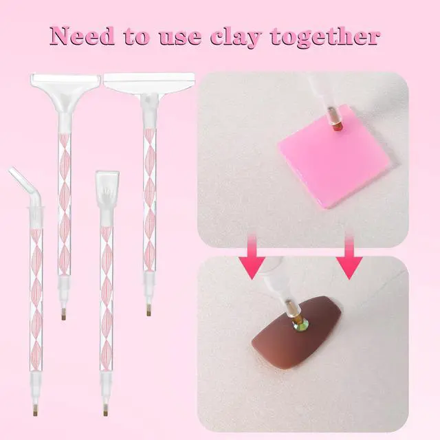 Alt view image 5 of 7 - Rhinestone Pickup Tool Set: 2 Pcs Rhinestone Picker Handles Dual-Ended Rhinestones Applicator Dotting Tool Pen Shiny Diamond Dot Drill Pen for DIY Home Nail Salon