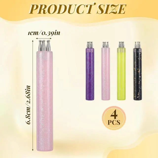 Alt view image 2 of 7 - 4 Pcs 5 Petal Flower Nail Dotting Pen Dotting Tool for Nail Art One Stroke Flower Design Tool Flowers Design Tools Fine Tip Rhinestone Pickers for Beginner Enthusiast Paint Sculpting DIY Salon Tracing