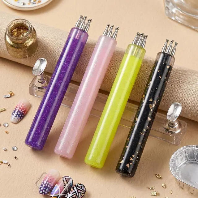 Alt view image 4 of 7 - 4 Pcs 5 Petal Flower Nail Dotting Pen Dotting Tool for Nail Art One Stroke Flower Design Tool Flowers Design Tools Fine Tip Rhinestone Pickers for Beginner Enthusiast Paint Sculpting DIY Salon Tracing
