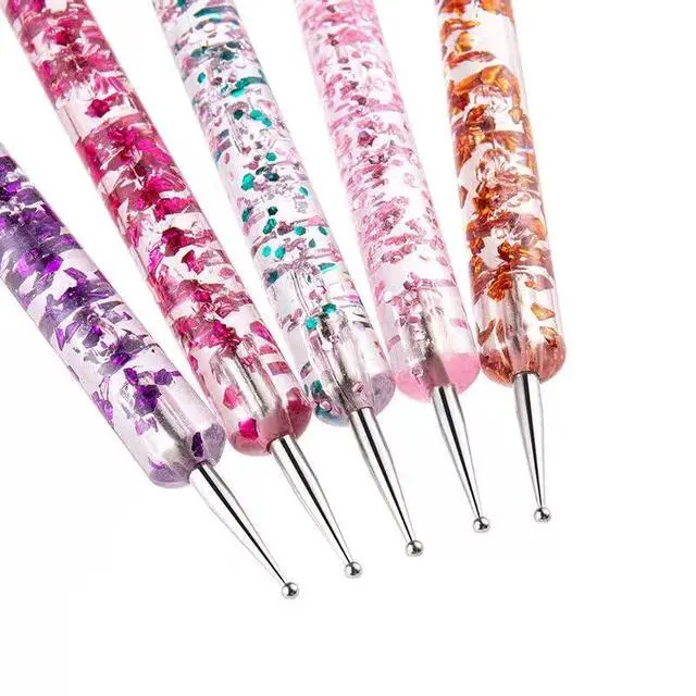 Alt view image 3 of 6 - Nail Dotting Tools 10 Pcs Kit - 5 pcs Double-end Nail Dotting tools and 5 Pcs Nail Art Liner Painting Brushes