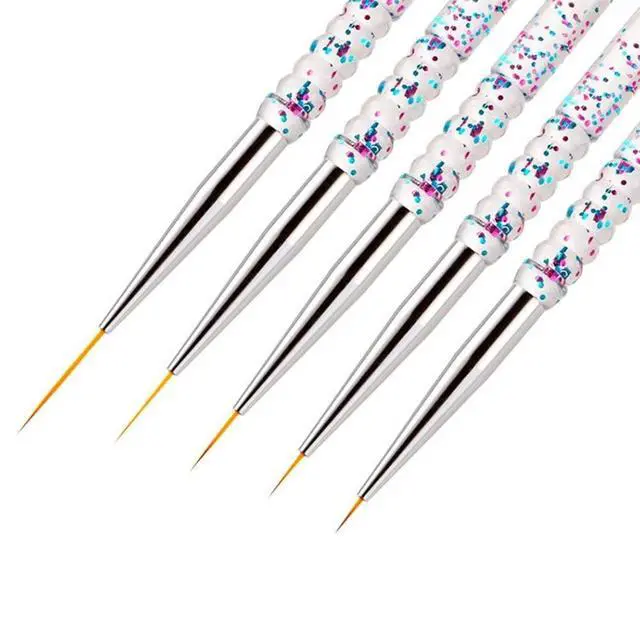 Alt view image 6 of 6 - Nail Dotting Tools 10 Pcs Kit - 5 pcs Double-end Nail Dotting tools and 5 Pcs Nail Art Liner Painting Brushes