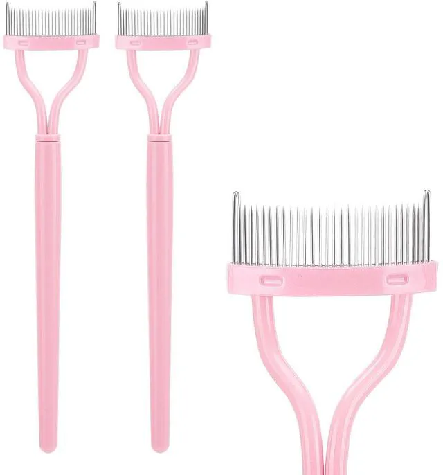 Main image of 2 Pcs Eyelash Separator Tool Mascara Brushes Eyelash Comb Separator Definer Lash Comb for Combing, Separating Lashes - Light Pink