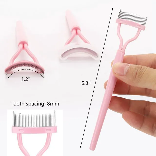 Alt view image 2 of 7 - 2 Pcs Eyelash Separator Tool Mascara Brushes Eyelash Comb Separator Definer Lash Comb for Combing, Separating Lashes - Light Pink