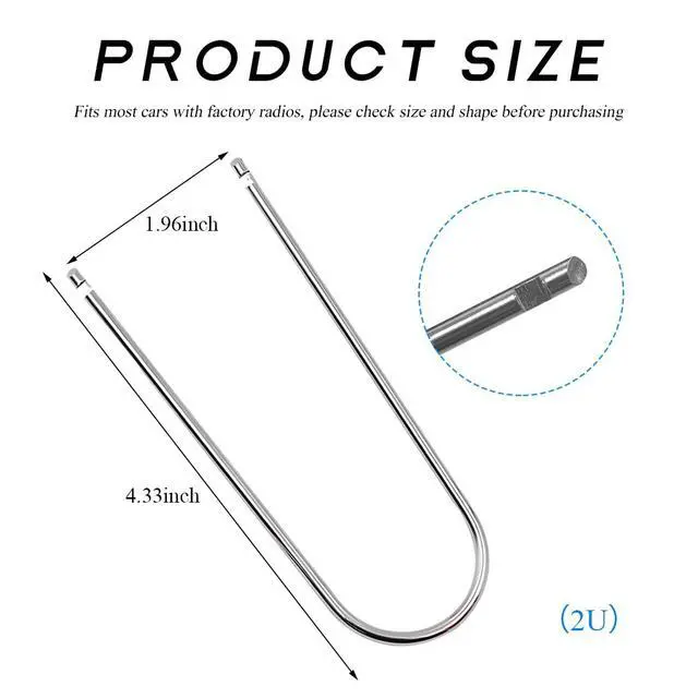 Alt view image 2 of 6 - 2 PCS Car Radio Removal Tool, U-Shaped Automotive Radio Disassembly Pry Tool Kit, Stainless Steel Stereo CD DVD Host Release Removal Tool for Most Vehicles, Car Accessories