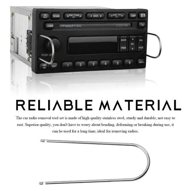 Alt view image 3 of 6 - 2 PCS Car Radio Removal Tool, U-Shaped Automotive Radio Disassembly Pry Tool Kit, Stainless Steel Stereo CD DVD Host Release Removal Tool for Most Vehicles, Car Accessories