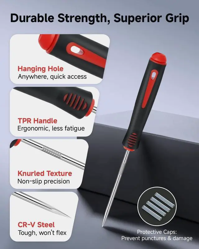 Alt view image 3 of 7 - 4-Piece Pick Set Mechanic, Automotive Hook and Pick Set with Soft Grip & Non-Slip Shaft, Precision Pick Tool & O Ring Pick for Oil Seal, Gasket, Electronics Repair Hose Repair Kits