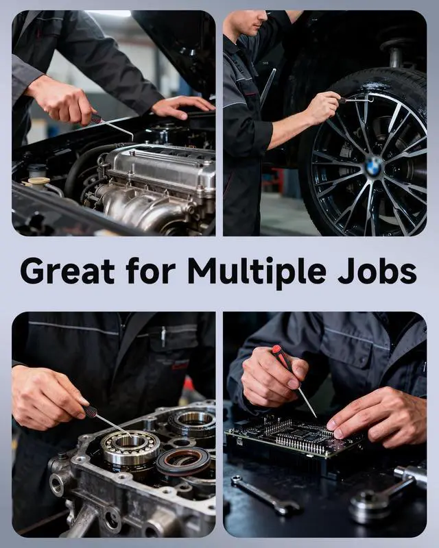 Alt view image 6 of 7 - 4-Piece Pick Set Mechanic, Automotive Hook and Pick Set with Soft Grip & Non-Slip Shaft, Precision Pick Tool & O Ring Pick for Oil Seal, Gasket, Electronics Repair Hose Repair Kits