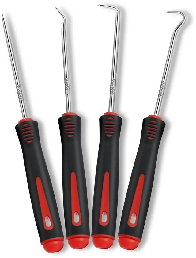 Alt view image 7 of 7 - 4-Piece Pick Set Mechanic, Automotive Hook and Pick Set with Soft Grip & Non-Slip Shaft, Precision Pick Tool & O Ring Pick for Oil Seal, Gasket, Electronics Repair Hose Repair Kits