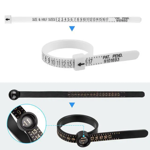 Alt view image 3 of 7 - Ring Sizer Measuring Tool Kit, 27 Steel Gauges 2 Finger Sizers US Size 0-13 | Magnifier, Stainless Steel, Half Sizes, Reusable, Adjustable, Men & Women, Jewelry Making, Polishing Cloth, Storage Box, G