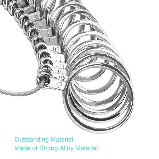 Alt view image 4 of 7 - Ring Sizer Measuring Tool Kit, 27 Steel Gauges 2 Finger Sizers US Size 0-13 | Magnifier, Stainless Steel, Half Sizes, Reusable, Adjustable, Men & Women, Jewelry Making, Polishing Cloth, Storage Box, G